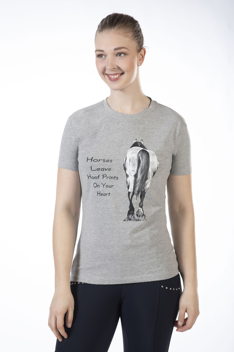 T-shirt HKM Horses leave Hoofprints szara S