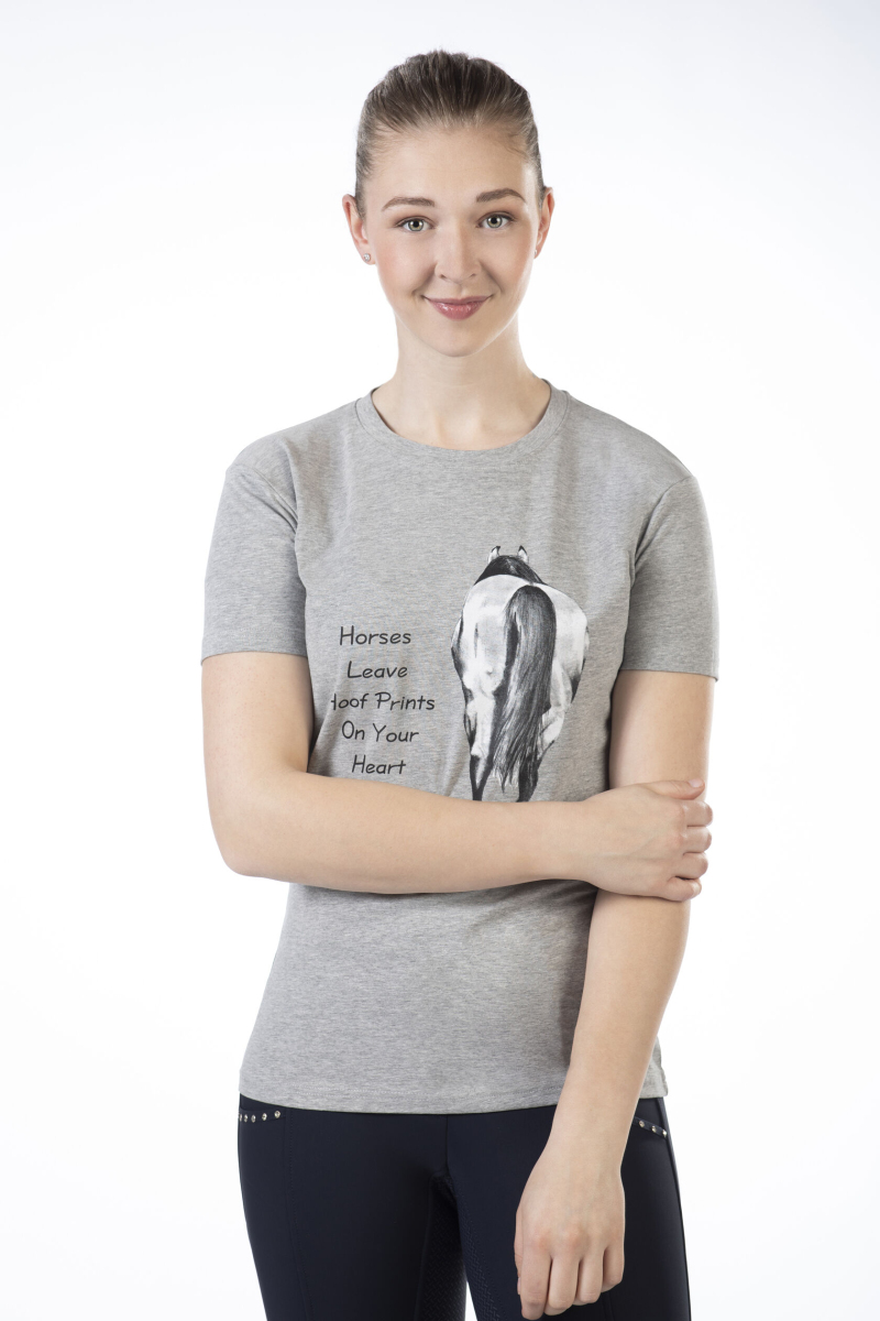 T-shirt HKM Horses leave Hoofprints szara S